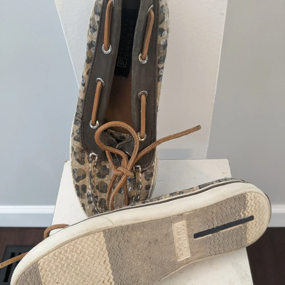 🤎Sperry, girls youth Bahama Skimmer, leopard print, size 3.5
